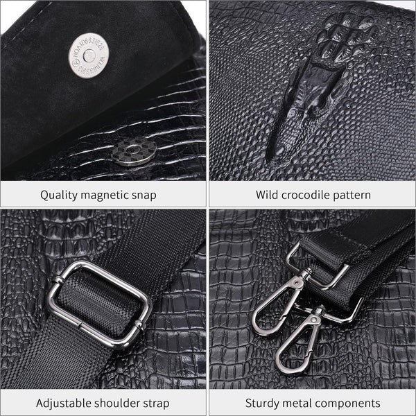 FR Fashion Co. Men's Crocodile Leather Crossbody Bag