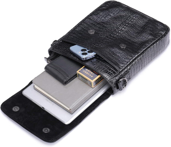 FR Fashion Co. Men's Crocodile Leather Crossbody Bag