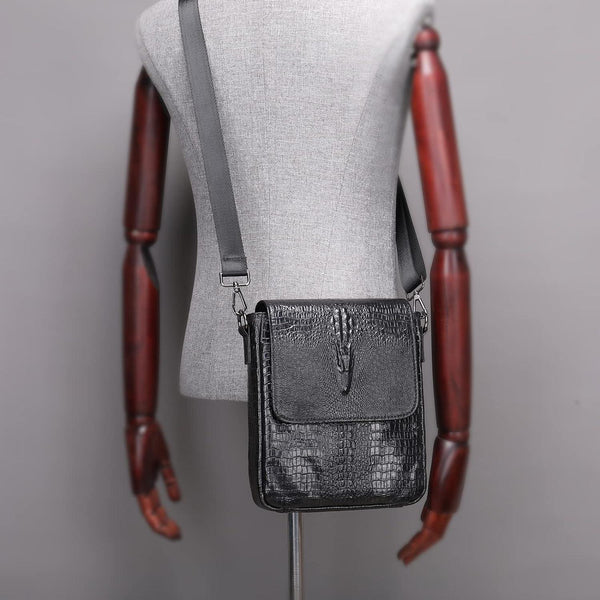 FR Fashion Co. Men's Crocodile Leather Crossbody Bag
