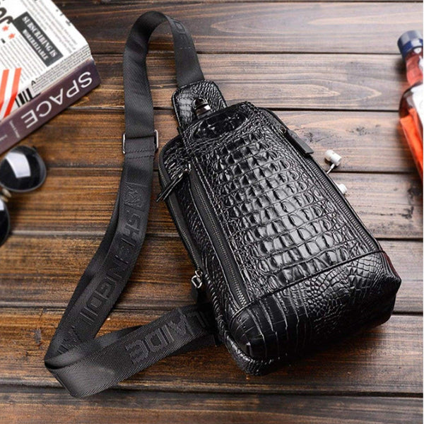 FR Fashion Co. Croc Design Leather Sling Bag