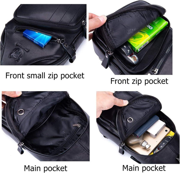 FR Fashion Co. Men's Leather Crossbody Chest Bag