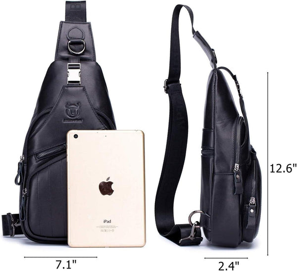 FR Fashion Co. Men's Leather Crossbody Chest Bag