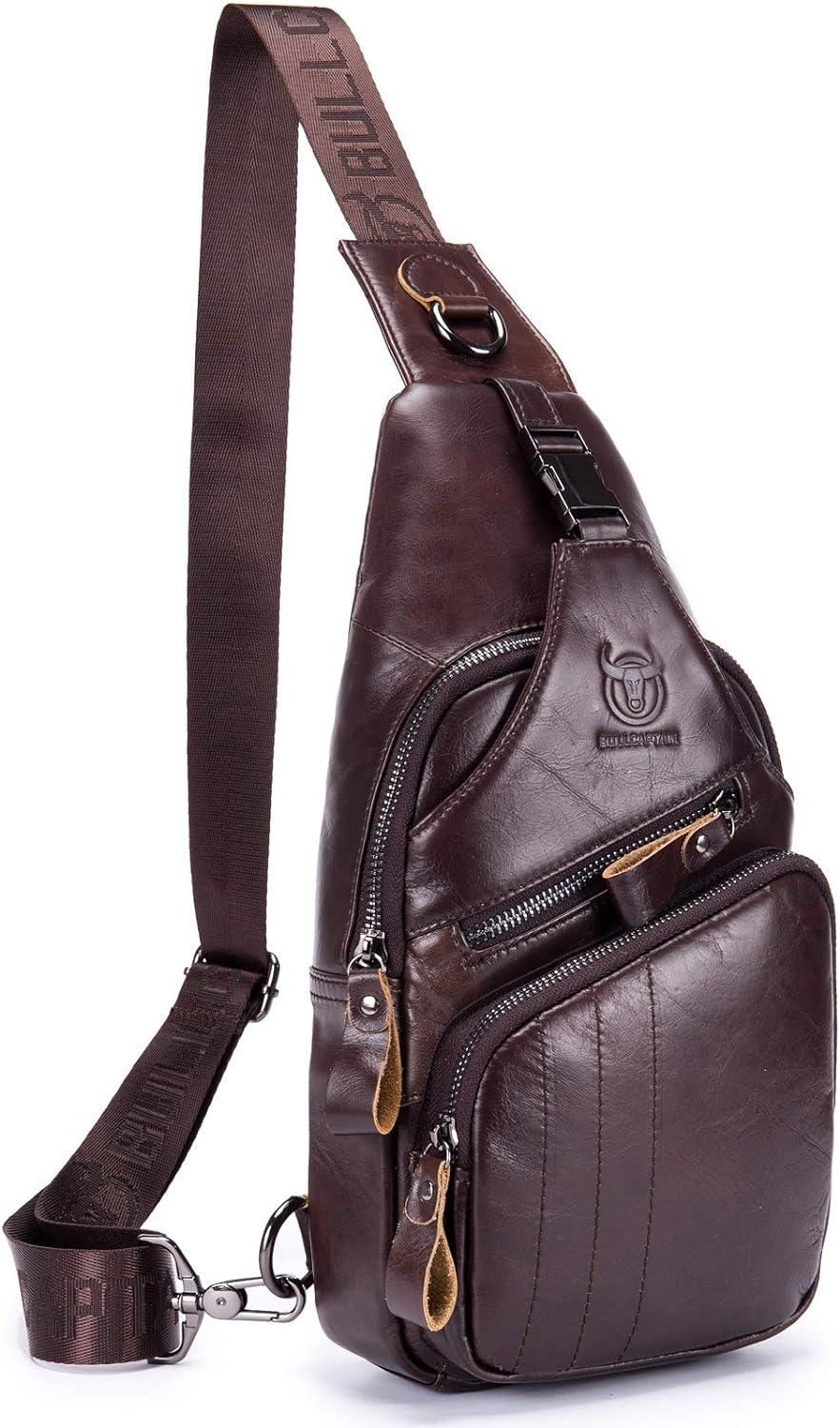 FR Fashion Co. Men's Leather Crossbody Chest Bag
