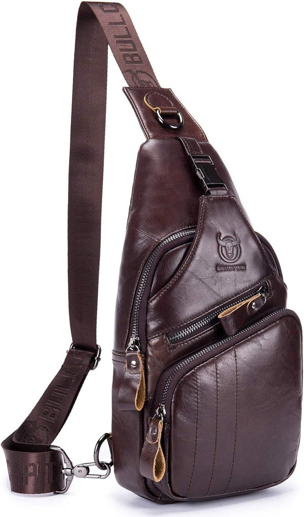 FR Fashion Co. Men's Leather Crossbody Chest Bag