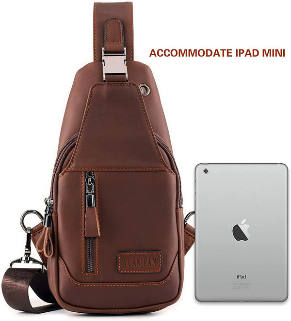 FR Fashion Co. Men's Executive Genuine Leather Sling Bag