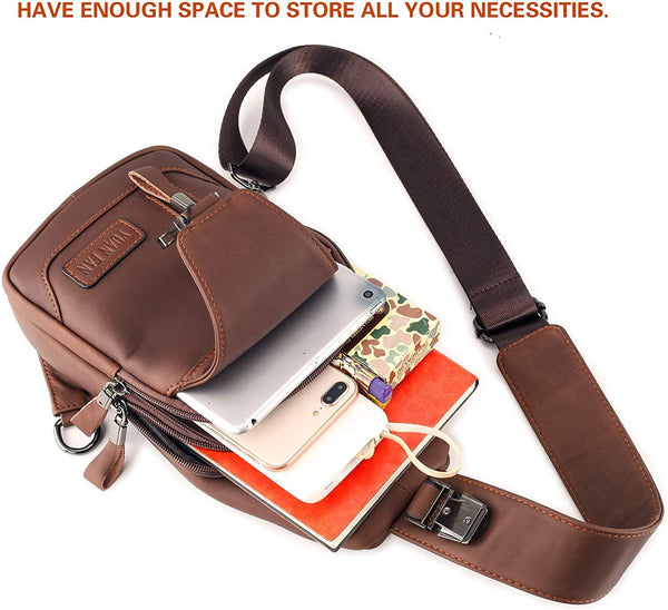 FR Fashion Co. Men's Executive Genuine Leather Sling Bag