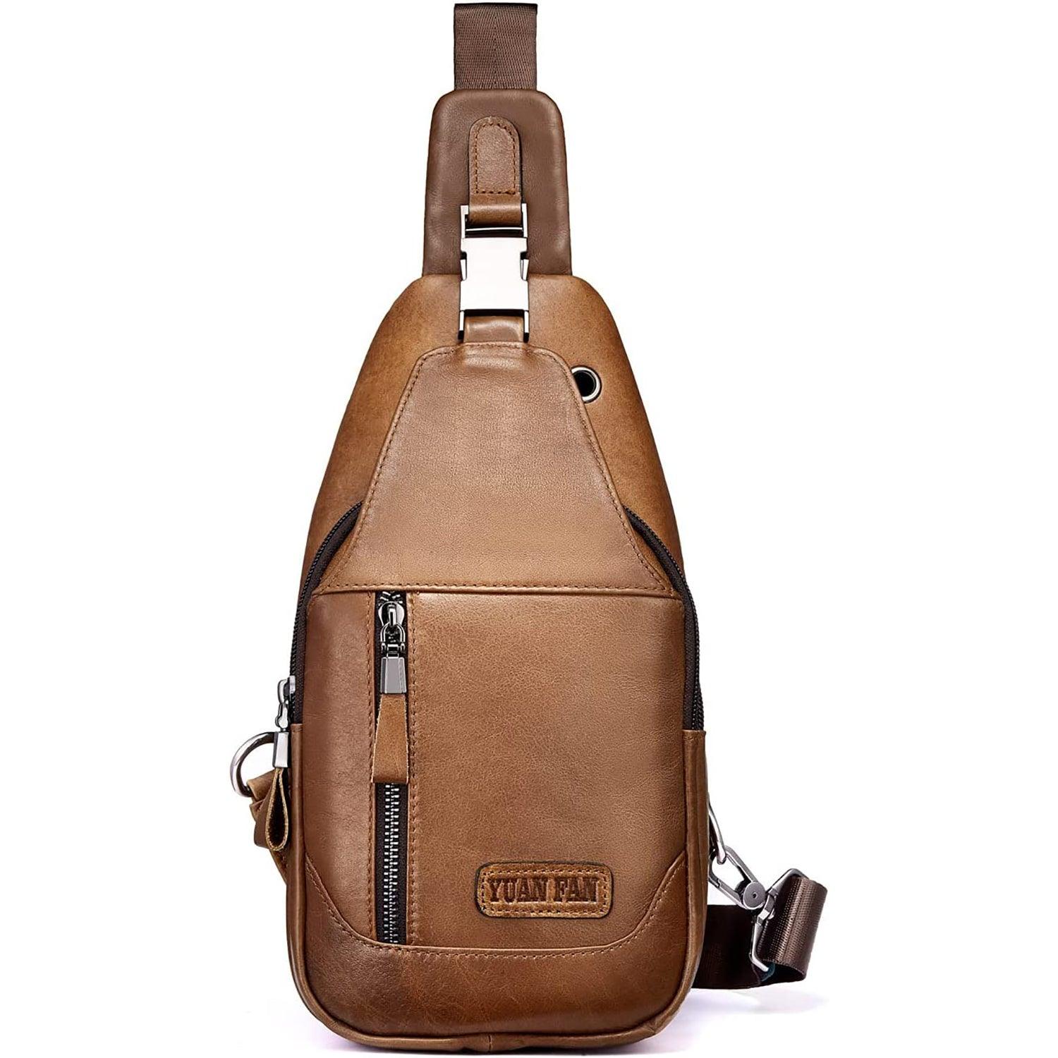 FR Fashion Co. Men's Executive Genuine Leather Sling Bag
