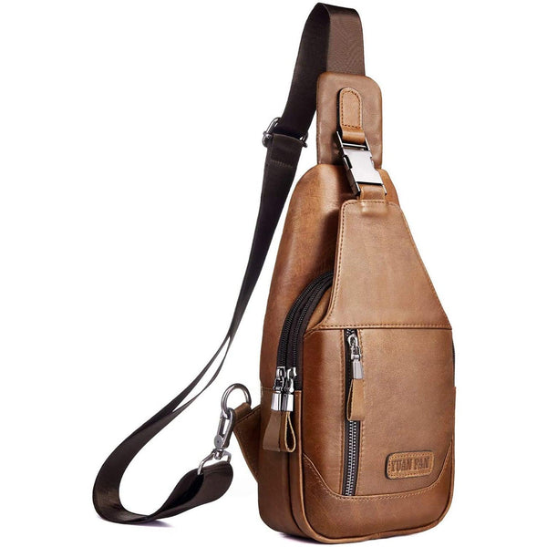 FR Fashion Co. Men's Executive Genuine Leather Sling Bag