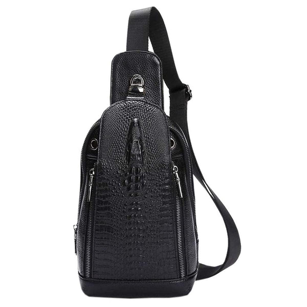 FR Fashion Co. Crocodile Pattern Genuine Leather Sling Bag