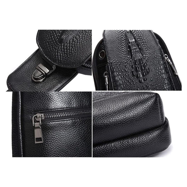 FR Fashion Co. Crocodile Pattern Genuine Leather Sling Bag