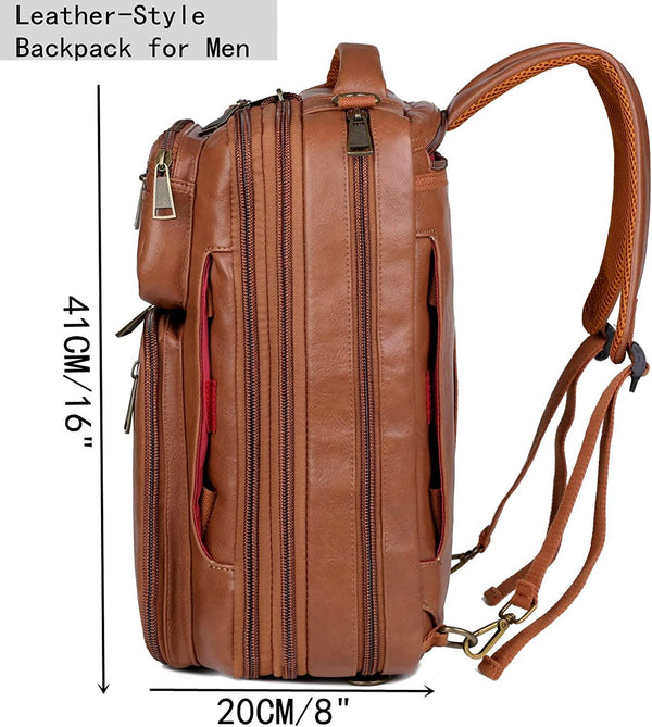 FR Fashion Co. 16″ Convertible Leather Laptop Backpack Briefcase
