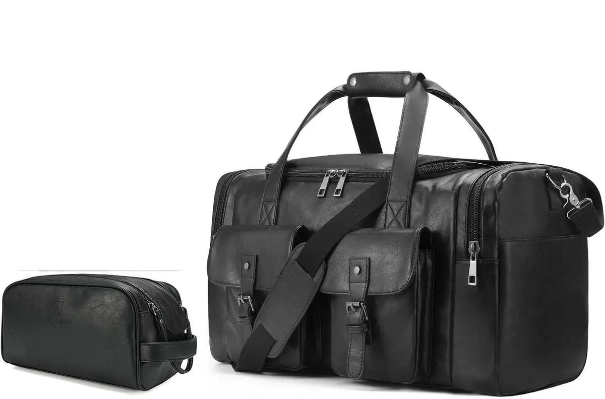 Men’s Vegan Leather Duffel Bag – With Toiletry Set