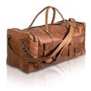 Men's Full-Grain Leather Duffel Bag – Structured Travel Carry - 32 inch