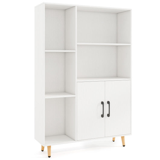 Free Standing Pantry Cabinet with 2 Door Cabinet and 5 Shelves
