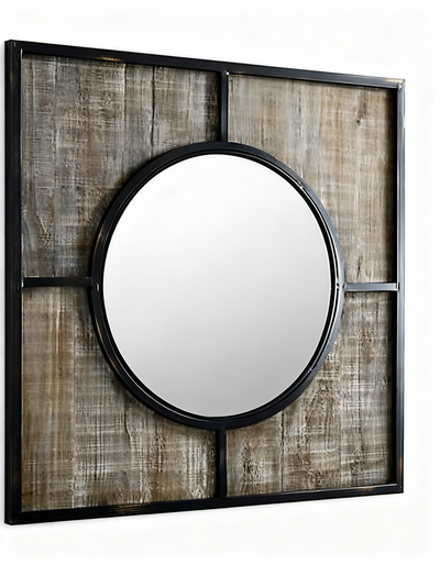 Walker Edison 32 Rustic Modern Square Wood Wall Mirror