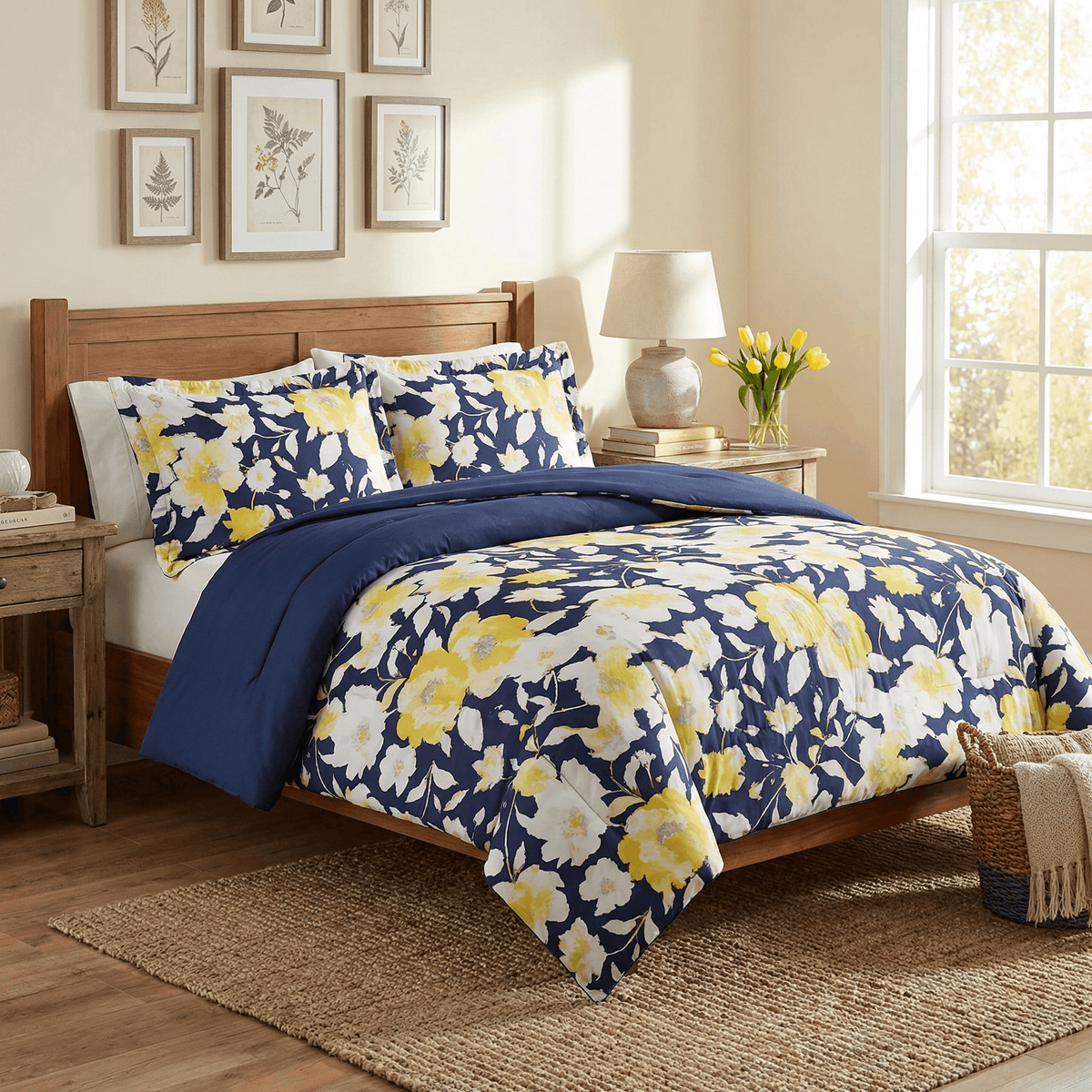 Mytex Aster Floral 3-PC. Reversible Full/Queen Comforter Set