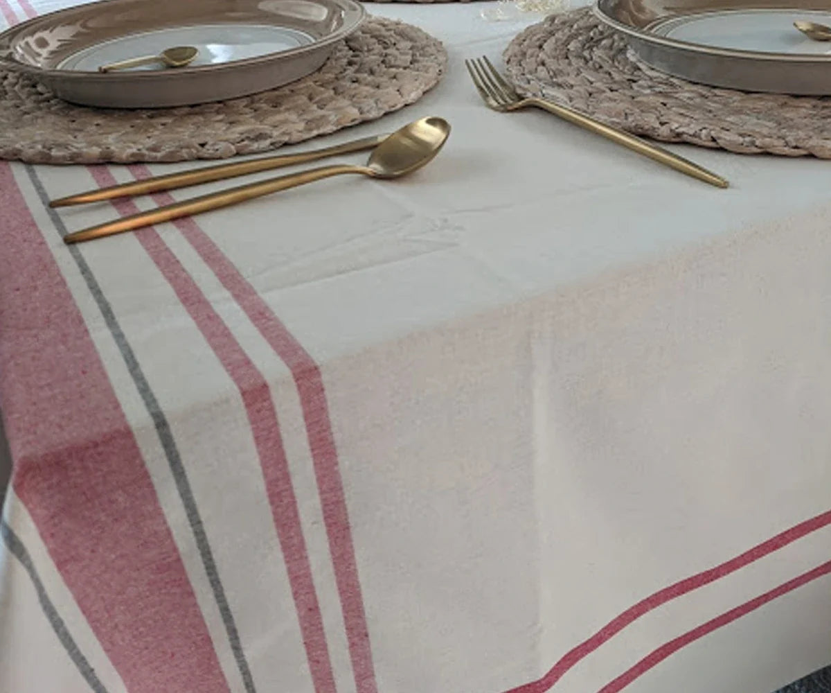French Striped Tablecloth