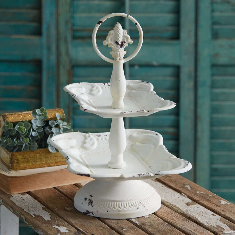 French Country Two-Tiered Trinket Tray
