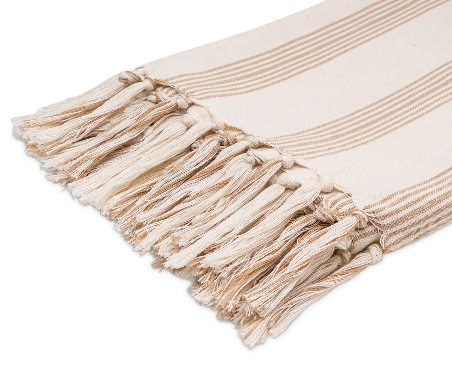 Beige Throw Striped Cotton Sofa Throw
