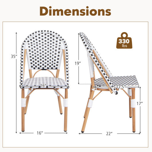 French Bistro Chair Set of 2 with Galvanized Metal Framex-White
