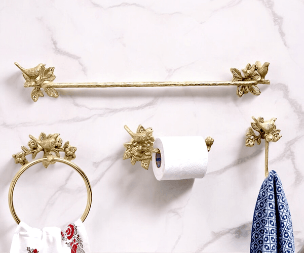 Brass Bird Towel Rack - Brushed/Satin Finish
