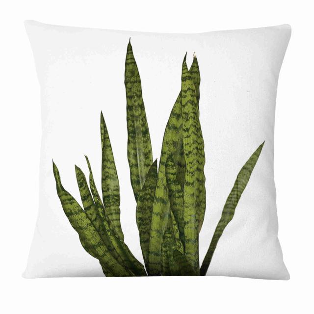 Fresh Green Leaves Digital Printed Pillowcase Home Pillow Decoration Tropical Green Leaves Throw Pillow Cover With Geometric Background Home Decorative Square Cushion Covers Cotton Linen Home Decor 45x45CM