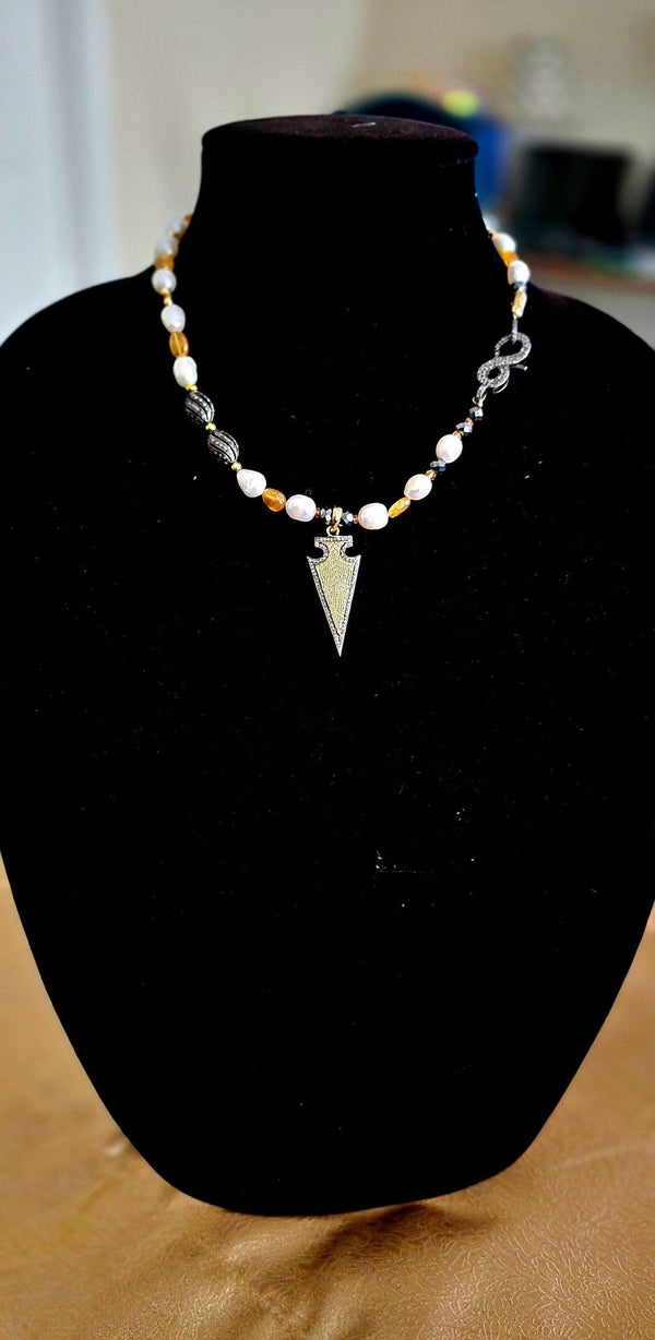 Freshwater Pearls and Yellow Sapphire Necklace