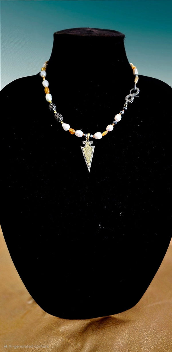 Freshwater Pearls and Yellow Sapphire Necklace
