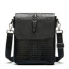 Men's Croc-Embossed Leather Sling Bag – Structured Office Carry - Black