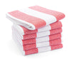 Luxury Kitchen Towels - Striped Towels - FT 9Red / Set of 6 / 18x28"
