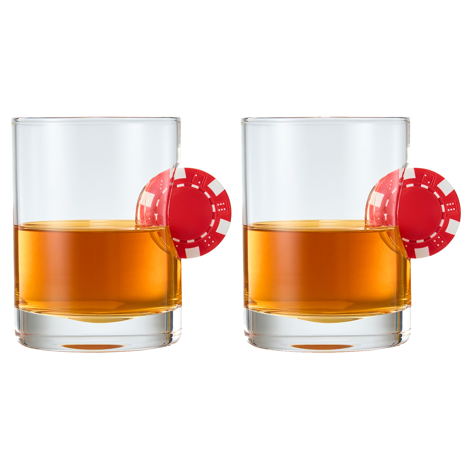 Poker Chip Whiskey & Wine Glasses | Set of 2 | Up The Ante Stuck In The Glass Poker Chip Cocktail Glassware, Gambler Gift, Artisanal Crystal Glassware - Gift Idea for Him, Summer, Housewarming (20 OZ)