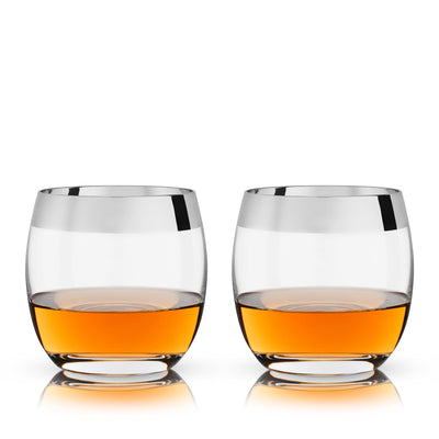 Irving Chrome-Rimmed Crystal Tumblers Set of 2