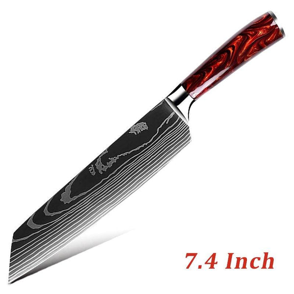 Fujin 10 Pcs Handmade Chef's Knife Damascus Pattern HC Steel Chef's Set with Sheath