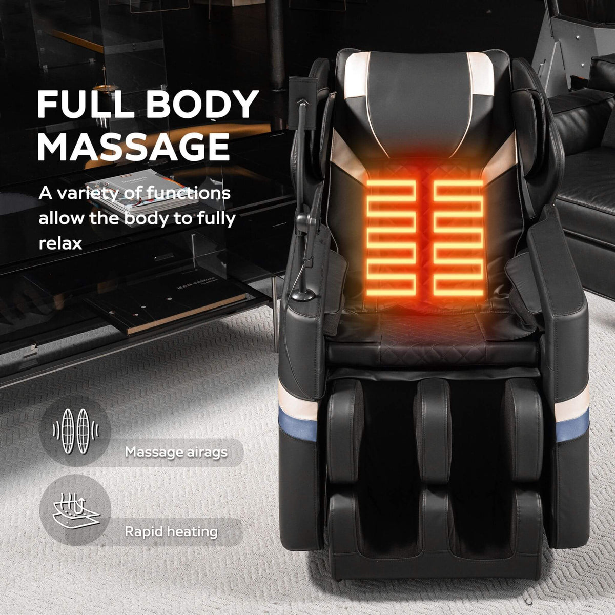 Bliss Full-Body Zero-Gravity Massage Chair Recliner With Six Massage Rollers (SAK91825)