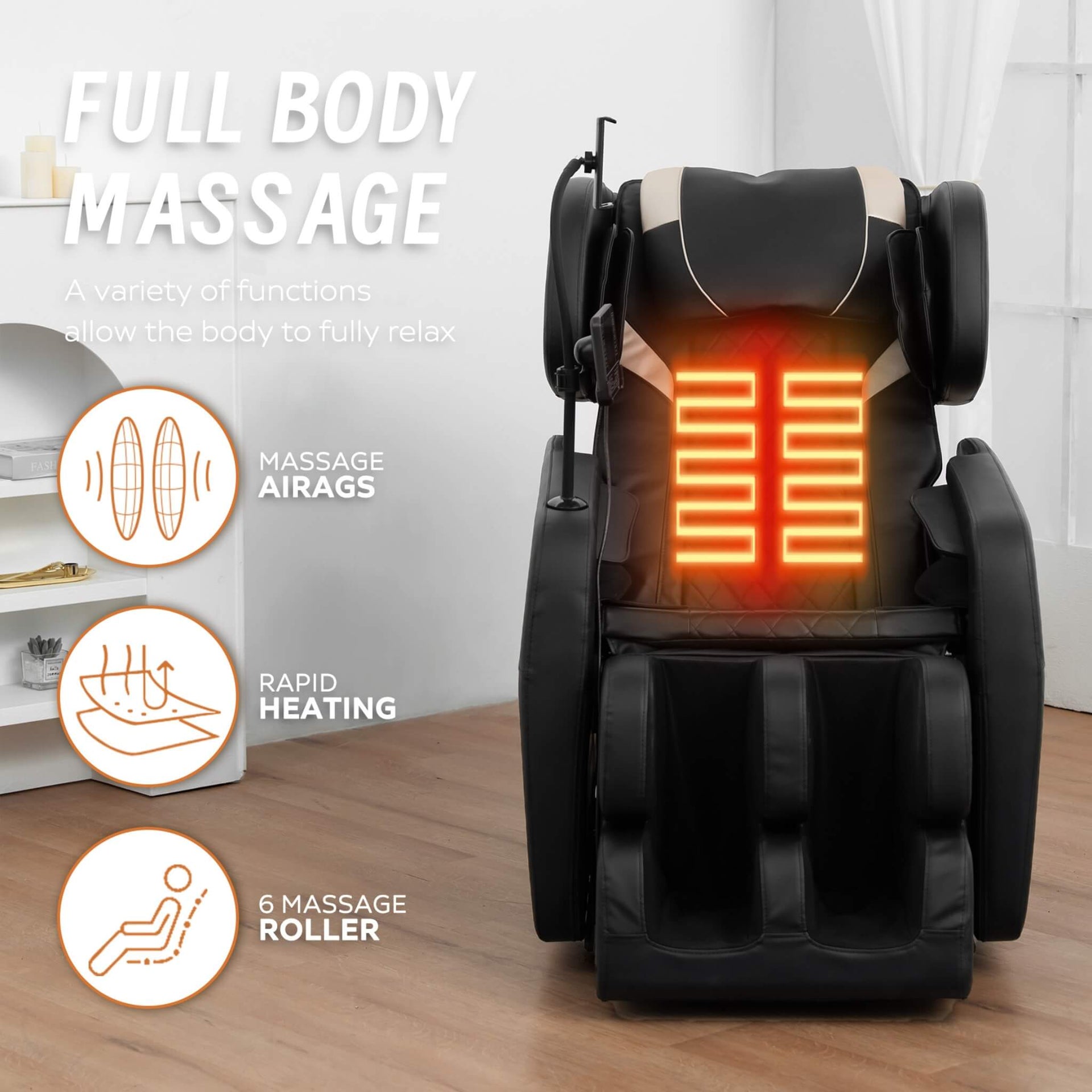 Nocturne Full-Body Zero-Gravity Massage Chair With Retractable Footrest (SAK40593)