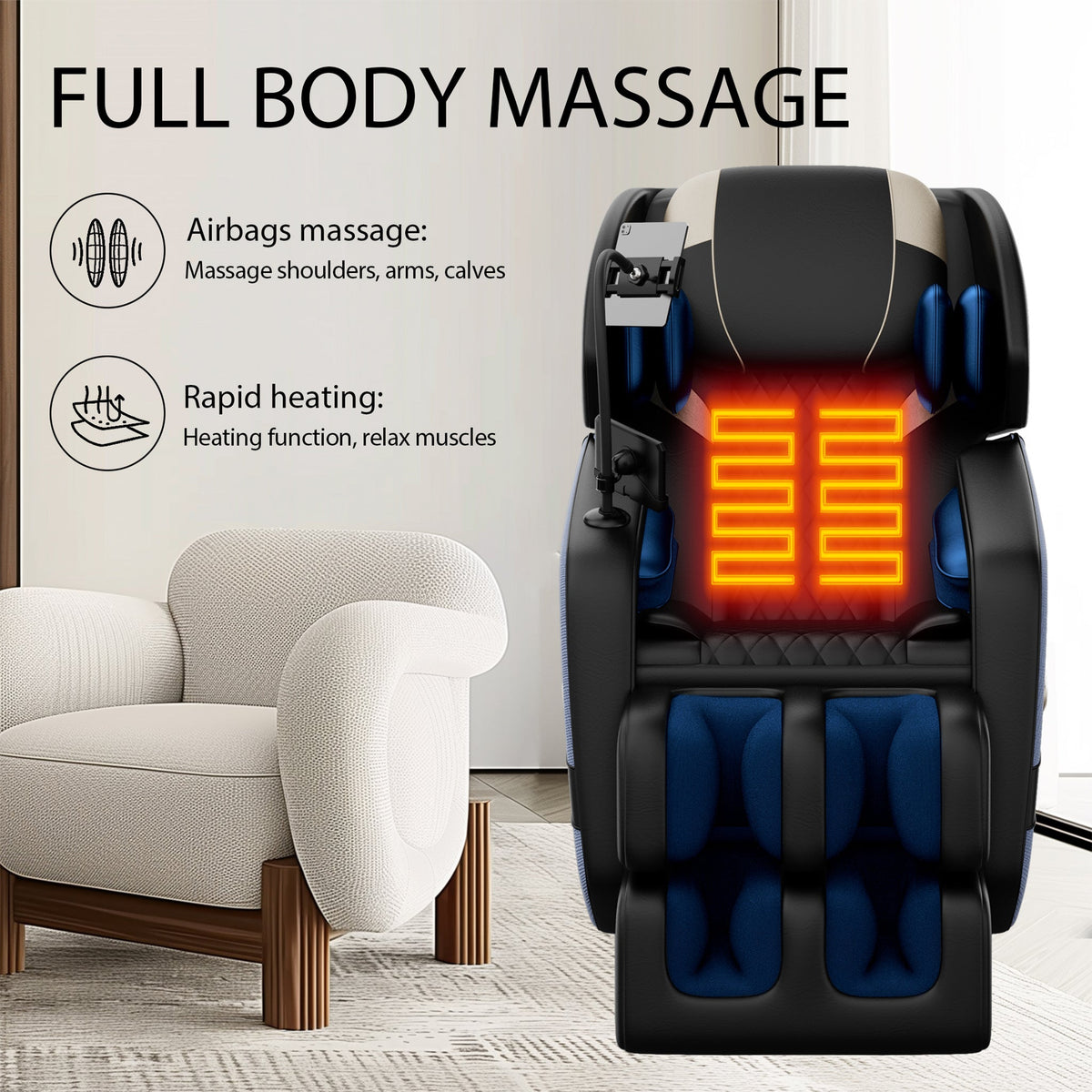 Imperium Full-Body Zero-Gravity Massage Recliner Chair With Ambient Lighting (SAK34591)
