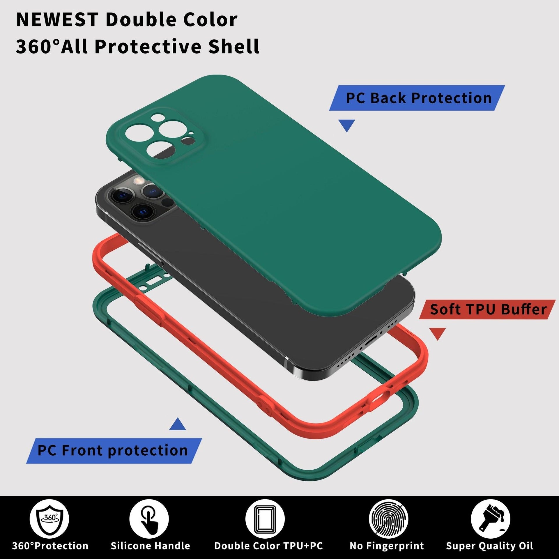 Full Cover Protective Phone Case For iPhone 12 Mini 11 Pro XS Max X XR 6 7 8 Plus Soft Silicone Shockproof Cover Full Body  Anti-Shock Protection Drop Protection Silicone iphone Cover