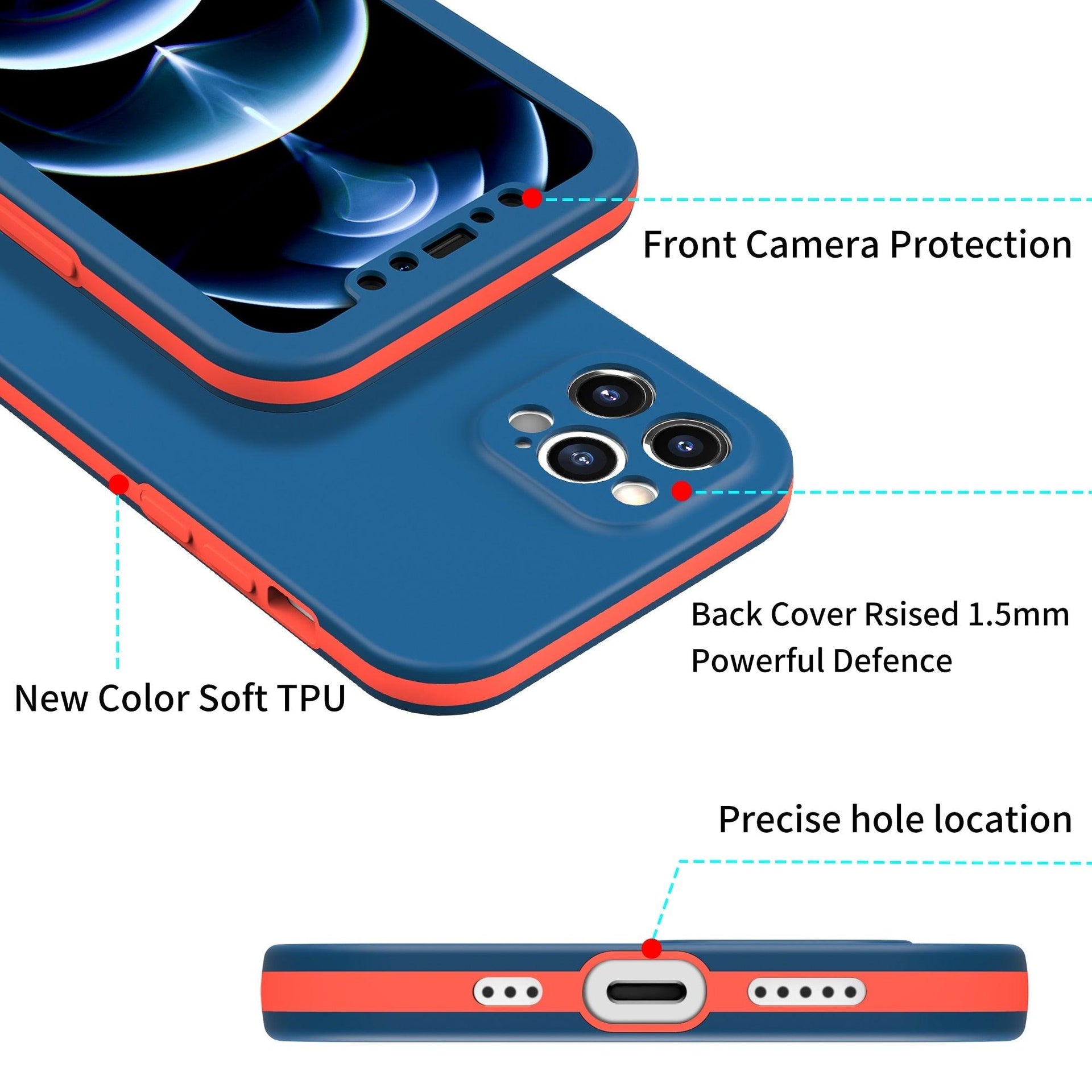 Full Cover Protective Phone Case For iPhone 12 Mini 11 Pro XS Max X XR 6 7 8 Plus Soft Silicone Shockproof Cover Full Body  Anti-Shock Protection Drop Protection Silicone iphone Cover