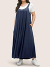 Full Size Pocketed Wide Leg Overalls - Navy / 4XL
