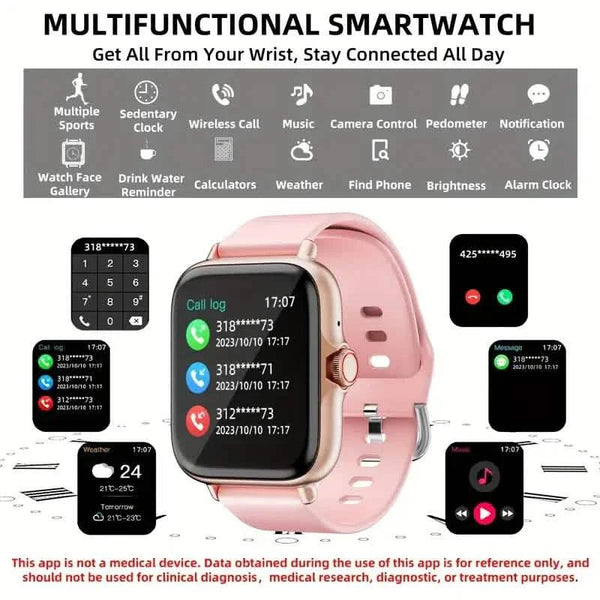 Full Touch Screen Smart Watch with Activity Tracker, Call & Message Functions, Pedometer & More