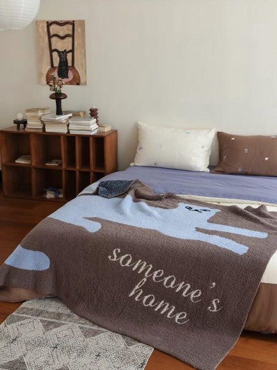 Funky Cat Throw Blanket - Cute Whimsical Earthy Tone