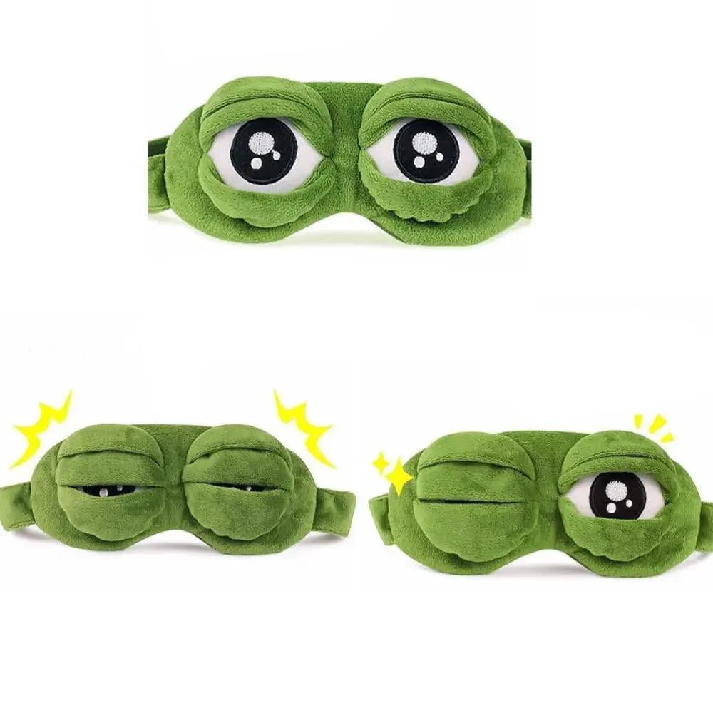 Funny Cartoon Frog Eye 3D Sleeping Eye Mask Comfortable Green Eye Cover Travel Office Soft Eye Mask