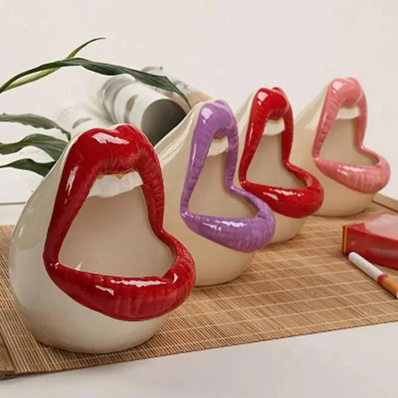 Funny Creative Ceramic Cartoon Lips Ashtray Gift for Home - Trendy Mouth  Mini Ashtray for Boyfriend