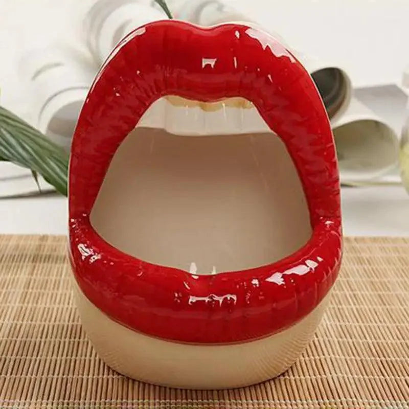 Funny Creative Ceramic Cartoon Lips Ashtray Gift for Home - Trendy Mouth  Mini Ashtray for Boyfriend
