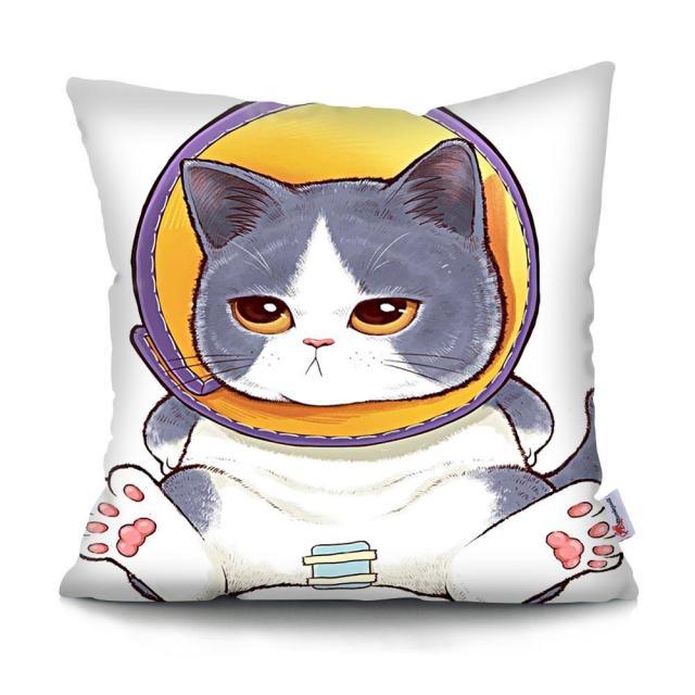 Funny Cute Cat Plush Cushion Pillow Covers Cat Pillow Cases Animal Kitty Pillowcase Cotton Linen Cushion Cover For Couch Cover Pillows Cases For Sofa Home Decoration Pillowcase Polyester Throw Pillow Case 45x45CM