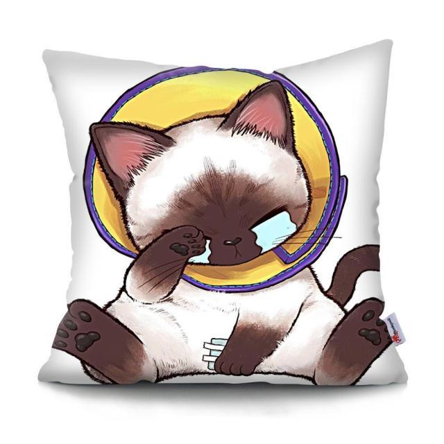 Funny Cute Cat Plush Cushion Pillow Covers Cat Pillow Cases Animal Kitty Pillowcase Cotton Linen Cushion Cover For Couch Cover Pillows Cases For Sofa Home Decoration Pillowcase Polyester Throw Pillow Case 45x45CM