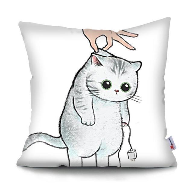 Funny Cute Cat Plush Cushion Pillow Covers Cat Pillow Cases Animal Kitty Pillowcase Cotton Linen Cushion Cover For Couch Cover Pillows Cases For Sofa Home Decoration Pillowcase Polyester Throw Pillow Case 45x45CM