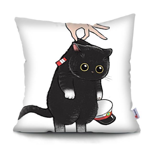 Funny Cute Cat Plush Cushion Pillow Covers Cat Pillow Cases Animal Kitty Pillowcase Cotton Linen Cushion Cover For Couch Cover Pillows Cases For Sofa Home Decoration Pillowcase Polyester Throw Pillow Case 45x45CM