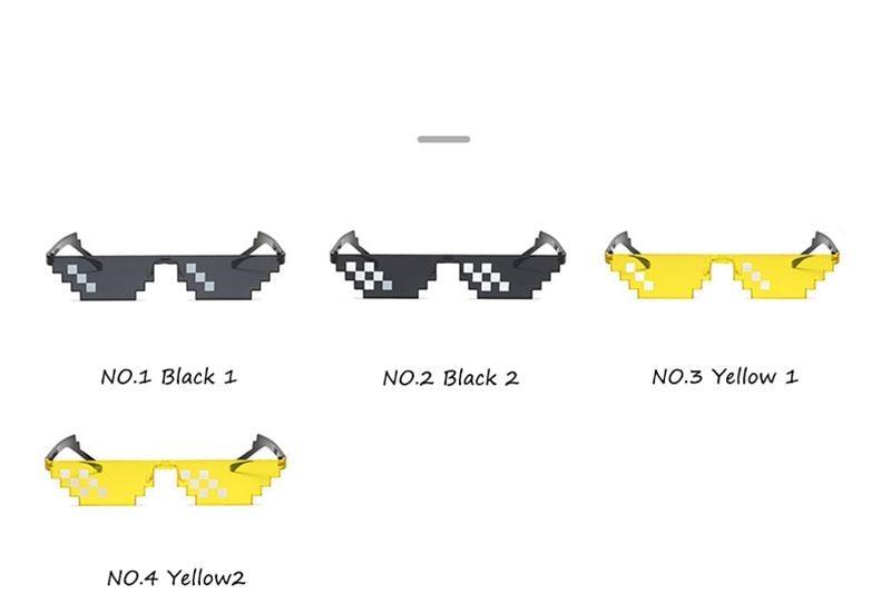 Funny Mosaic Sunglasses For Women New Elegant Vintage Small Frame Glasses For Lady New Retro Shape Metal Design Sunglasses, Men Women Glass 8 Bit Pixel Mosaic Glasses Photo Props Unisex Sunglass