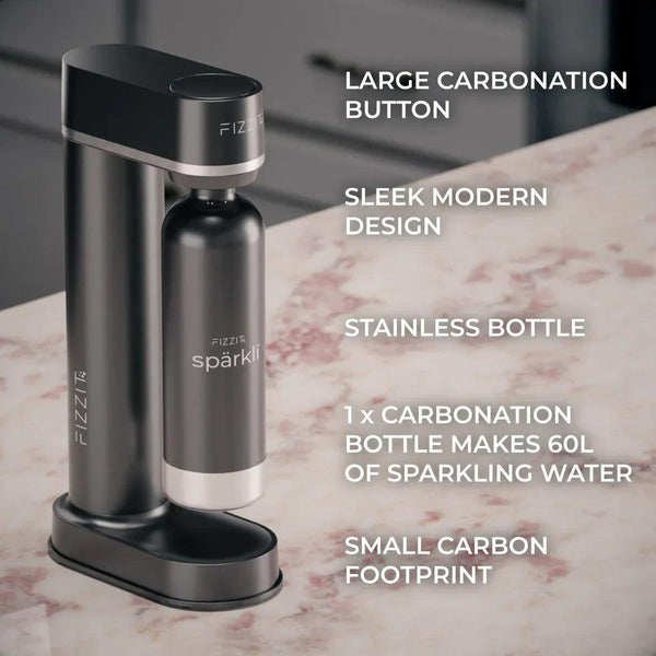 Fizzit Spärklï Carbonated Water Soda Maker with Stainless Steel Bottle Included - Gifts for You 'n Me